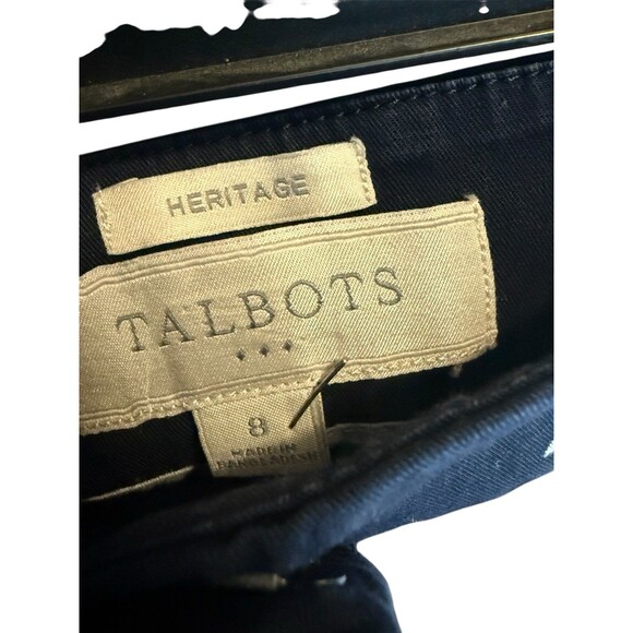 Talbots Heritage Navy Cropped Pants Women’s SZ 8 White Star Print Classic Chino - Picture 6 of 7